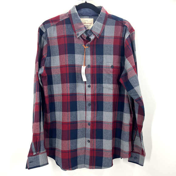 Original Weatherproof Gingham Plaid Flannel Button Up Long Sleeve Men's Medium - Picture 1 of 6